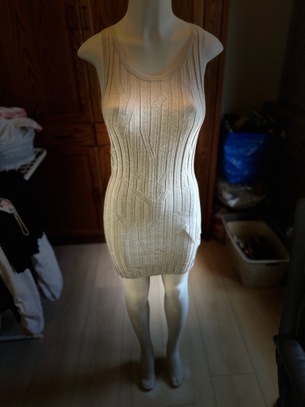 Armani Exchange Silver Metallic Ribbed Knit Top